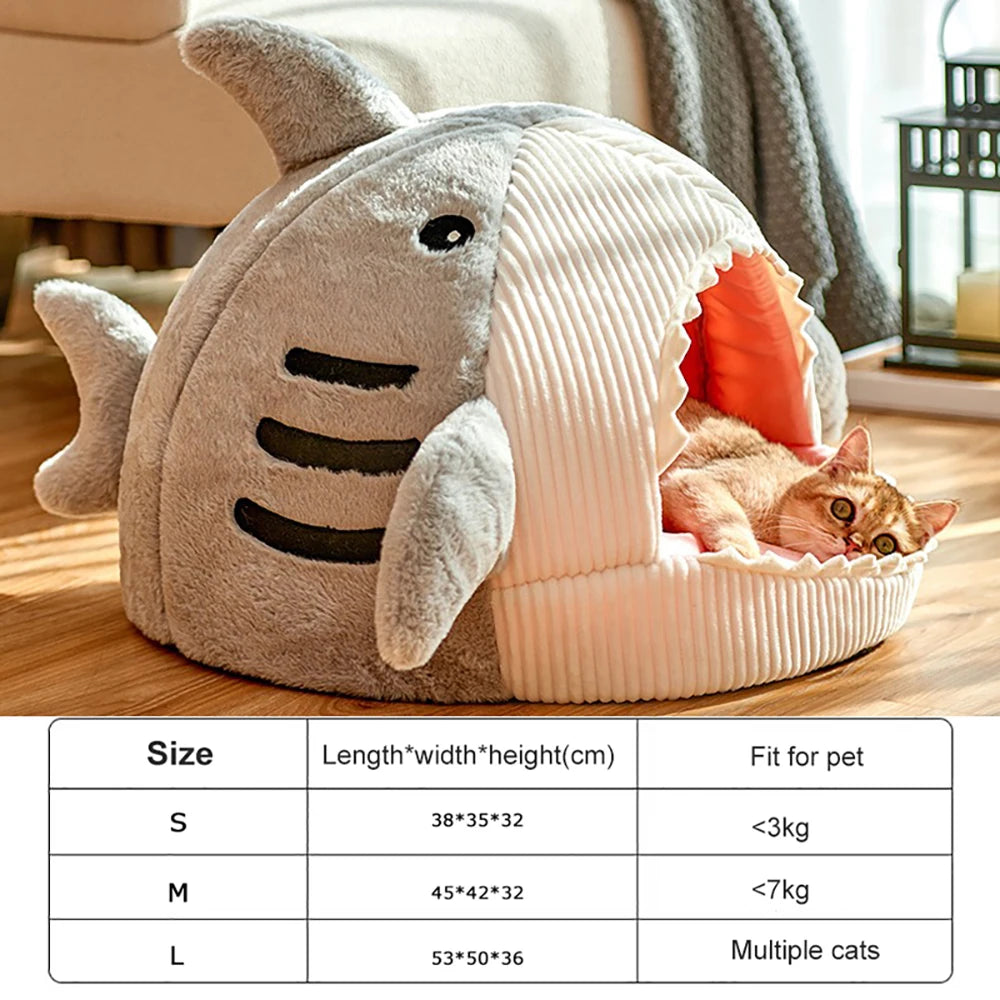 Luxury Plush Shark Pet Cave