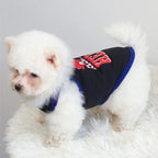 Dog wearing red love print cotton vest — summer apparel for small dogs | Pawnests