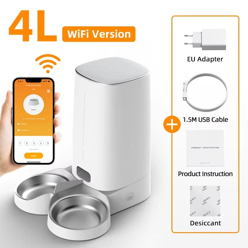 ROJECO Automatic Cat Feeder Pet Smart WiFi Cat Food Dispenser Pawnests