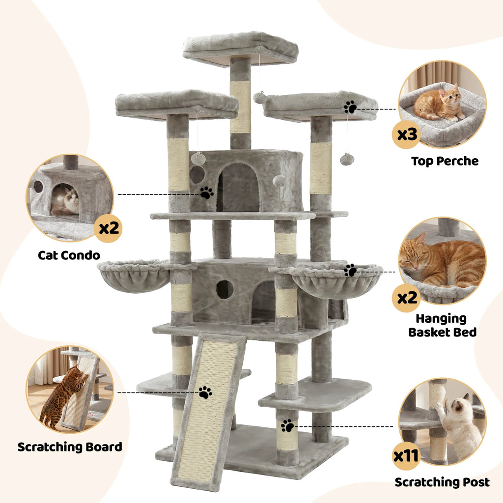 FOOWIN 68" Multi-Level Cat Tree Tower Pawnests
