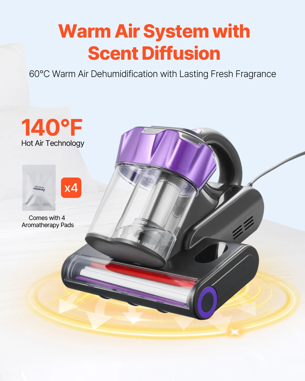 Bed vacuum 60°C heat sterilization function — dust mite killer — Pawnests
