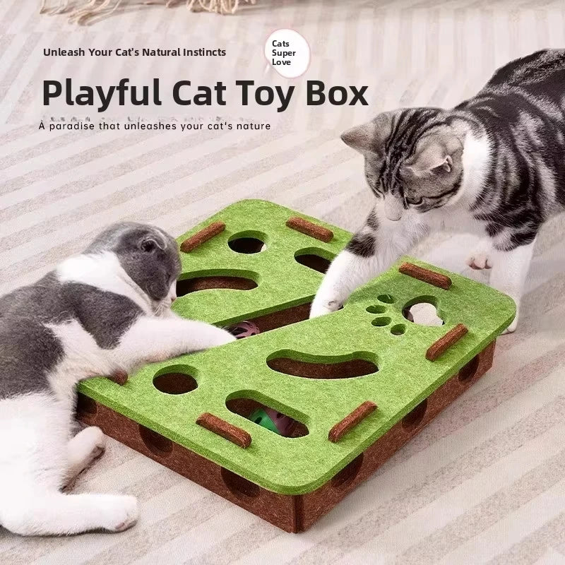 Katzen-Puzzlebox | Interaktives Filzspielzeug mit Ball für Katzen | Pawnests