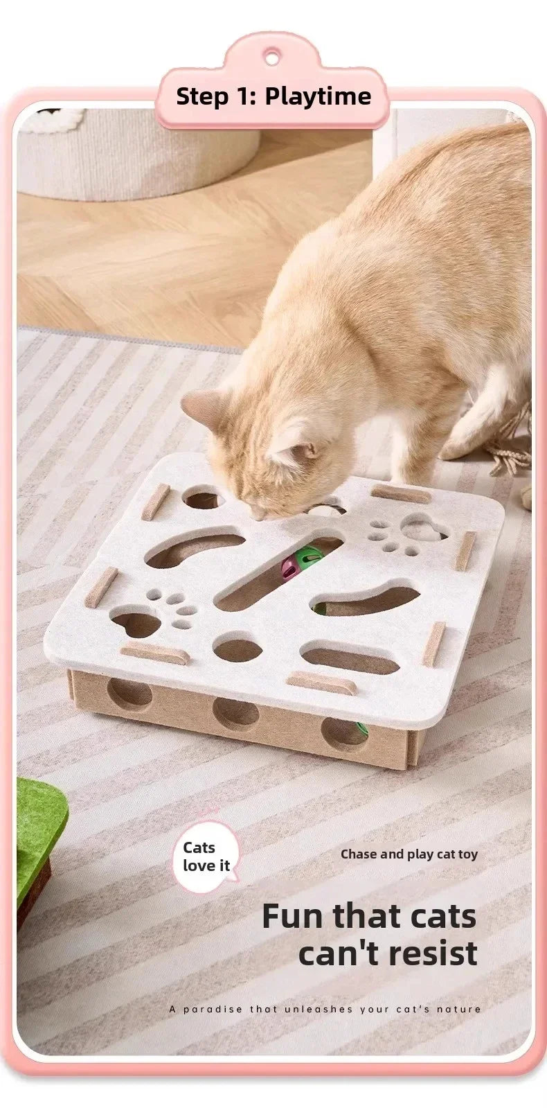 Katzen-Puzzlebox | Interaktives Filzspielzeug mit Ball für Katzen | Pawnests