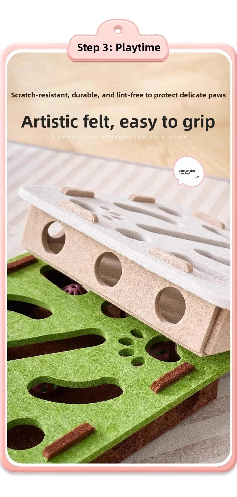 Katzen-Puzzlebox | Interaktives Filzspielzeug mit Ball für Katzen | Pawnests