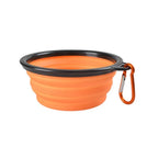 Orange collapsible dog travel bowl with carabiner | Pawnests