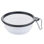 White collapsible dog travel bowl with carabiner | Pawnests