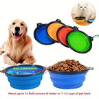 Blue foldable pet bowl holding water and dry food, for dogs and cats | Pawnests