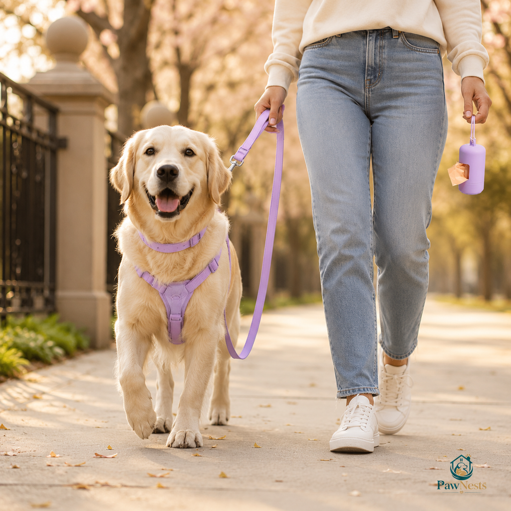 Dog Harness 4-Piece Set | Waterproof PVC Vest, Leash, Collar & Clip