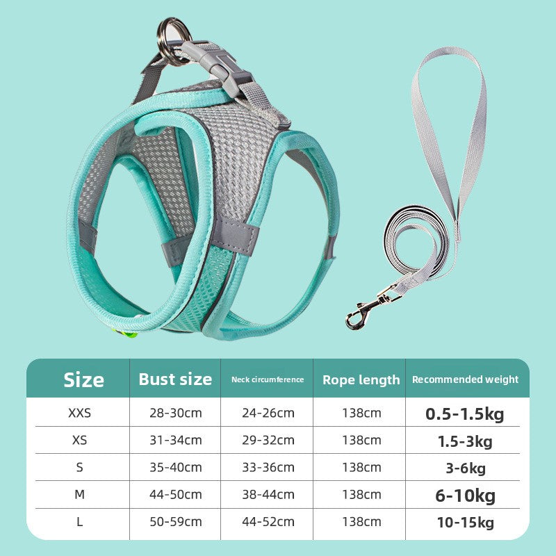Brown and grey nylon dog harness — comfortable walking set with 1.5m leash | Pawnests