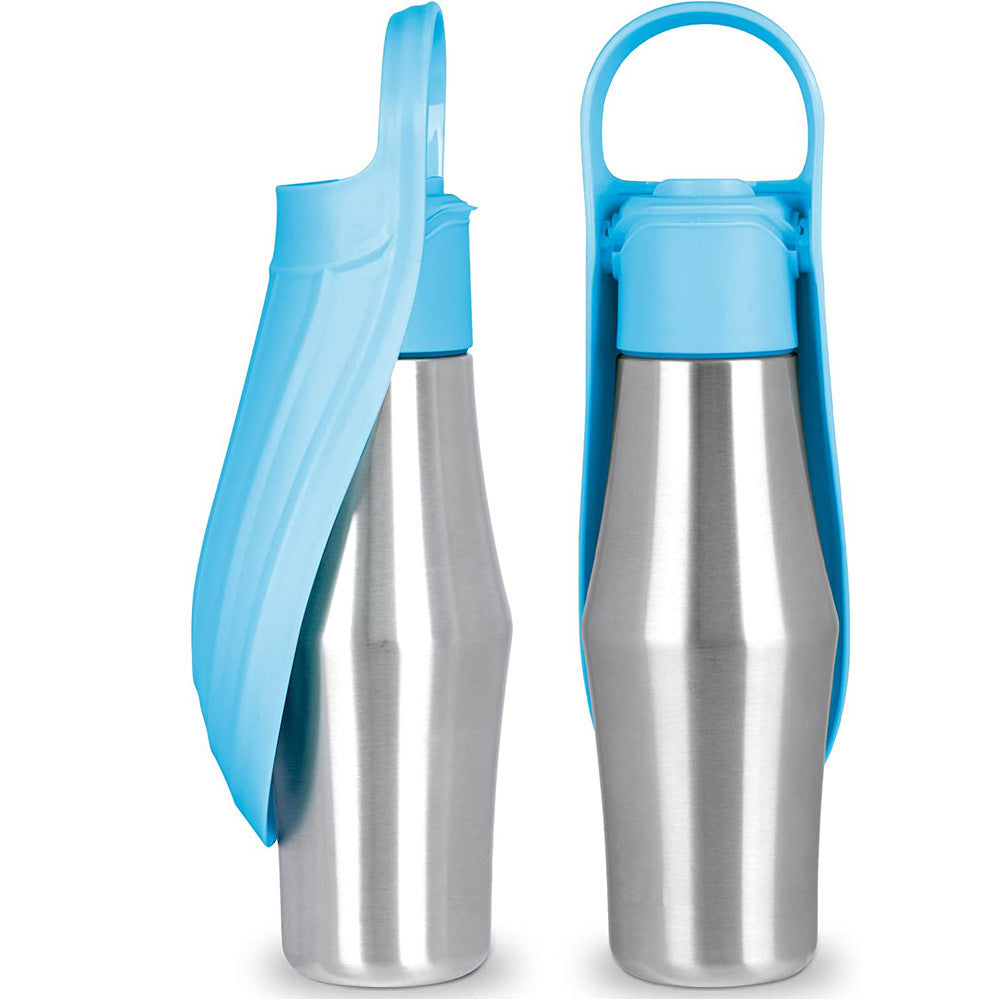 Pet travel water bottle in light grey — double-wall insulated stainless steel | Pawnests
