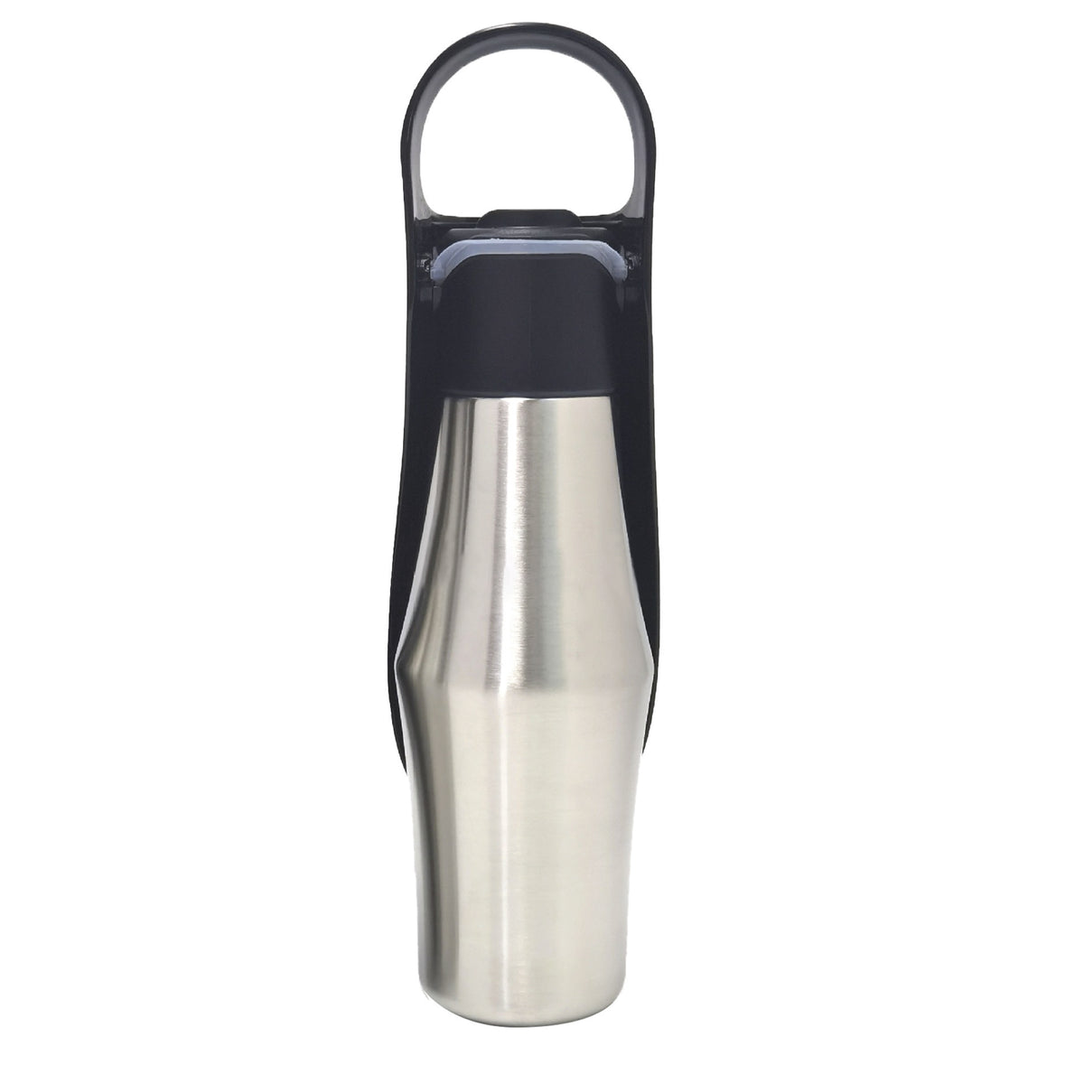 Dog water bottle showing trough design — press to pour drinking system | Pawnests