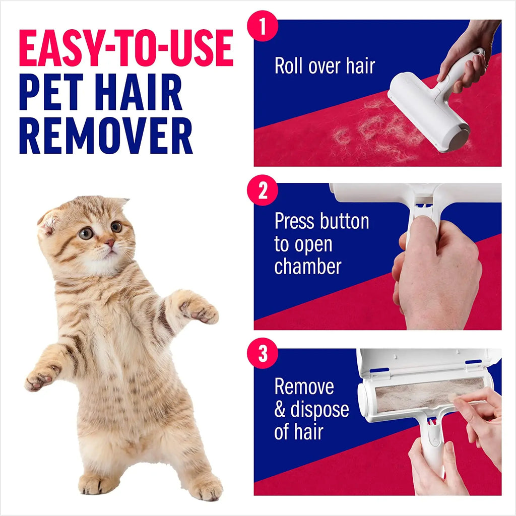 Pet hair roller collecting loose fur from fabric — Pawnests
