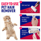 Pet hair roller collecting loose fur from fabric — Pawnests