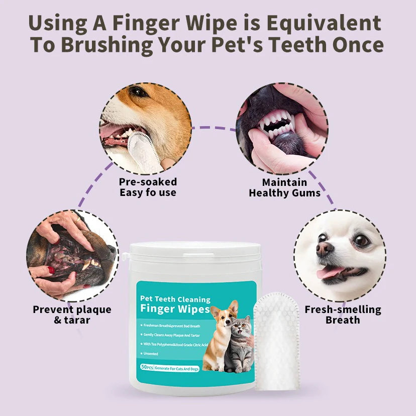 Pre-soaked finger wipe easy to use on dog and cat teeth | Pawnests