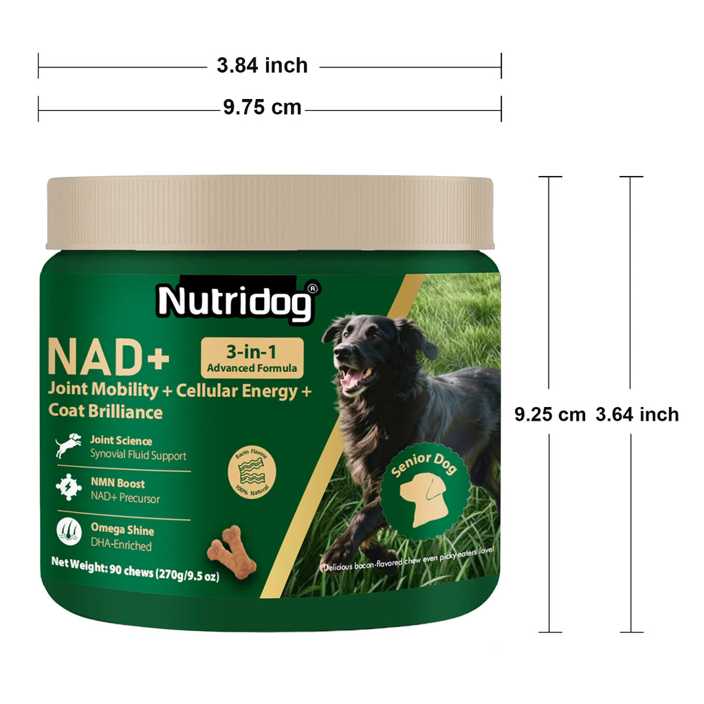 Senior dog chews ingredients — NMN glucosamine omega fatty acids | Pawnests